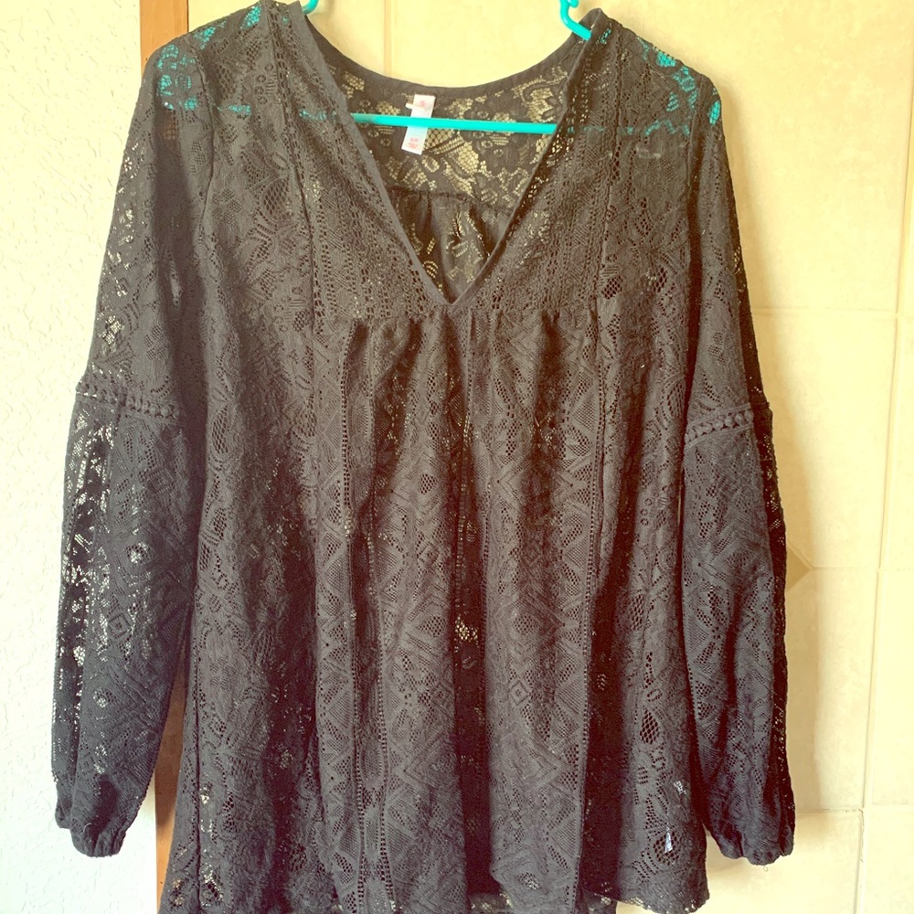 Lacy black long sleeve woman’s shirt